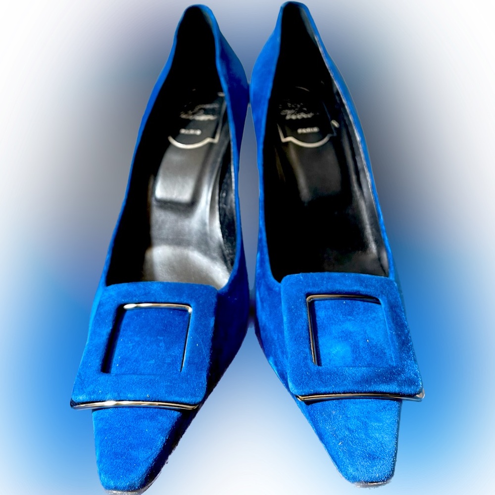 Electric Blue Roger Vivier (Tods) Suede Buckle pumps